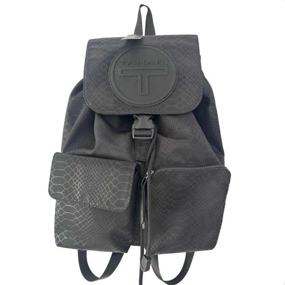 Tahari back pack bookbag black lightweight bag